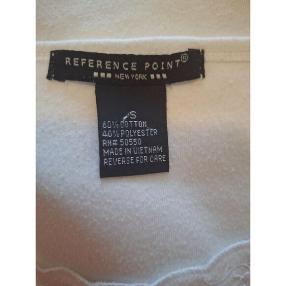 Reference Point Women Tank Top S White Sleeveless Embroidered Neck Minimalist - Picture 4 of 6